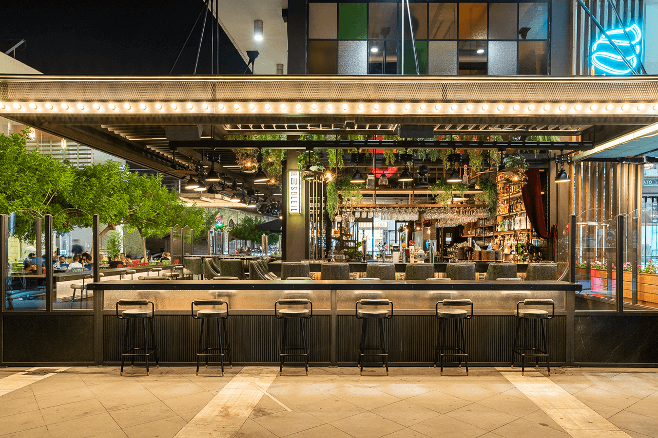 Eclectic decor and ambient lighting at Bar Du Soleil