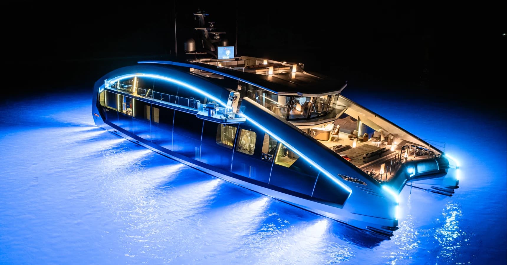 This Is It modern yacht cruising the Mediterranean with its signature glass-wrapped exterior